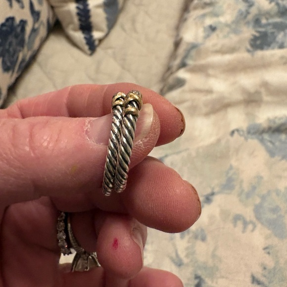 David Yurman Gold and Silver Cable Rings - Picture 5 of 5
